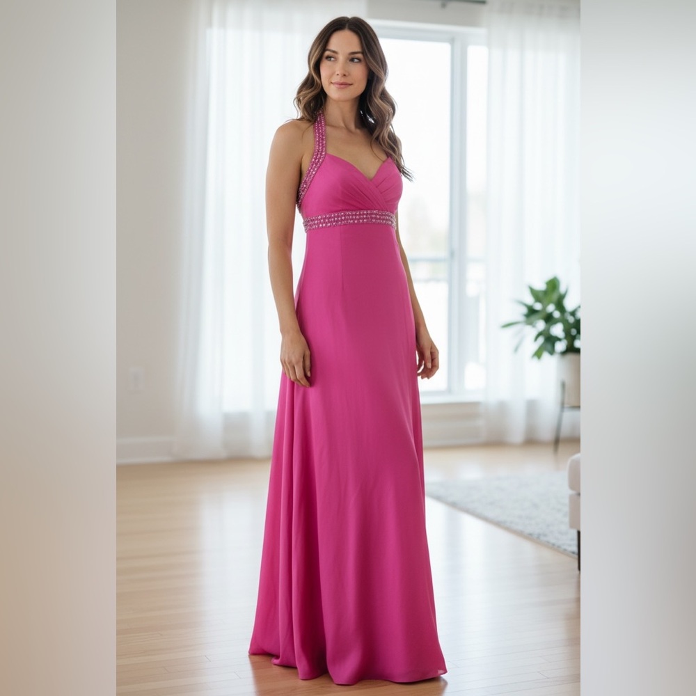 Bridesmaid Dress, Prom, Evening, Formal - Hot Pink Gown, Size S (2-4)